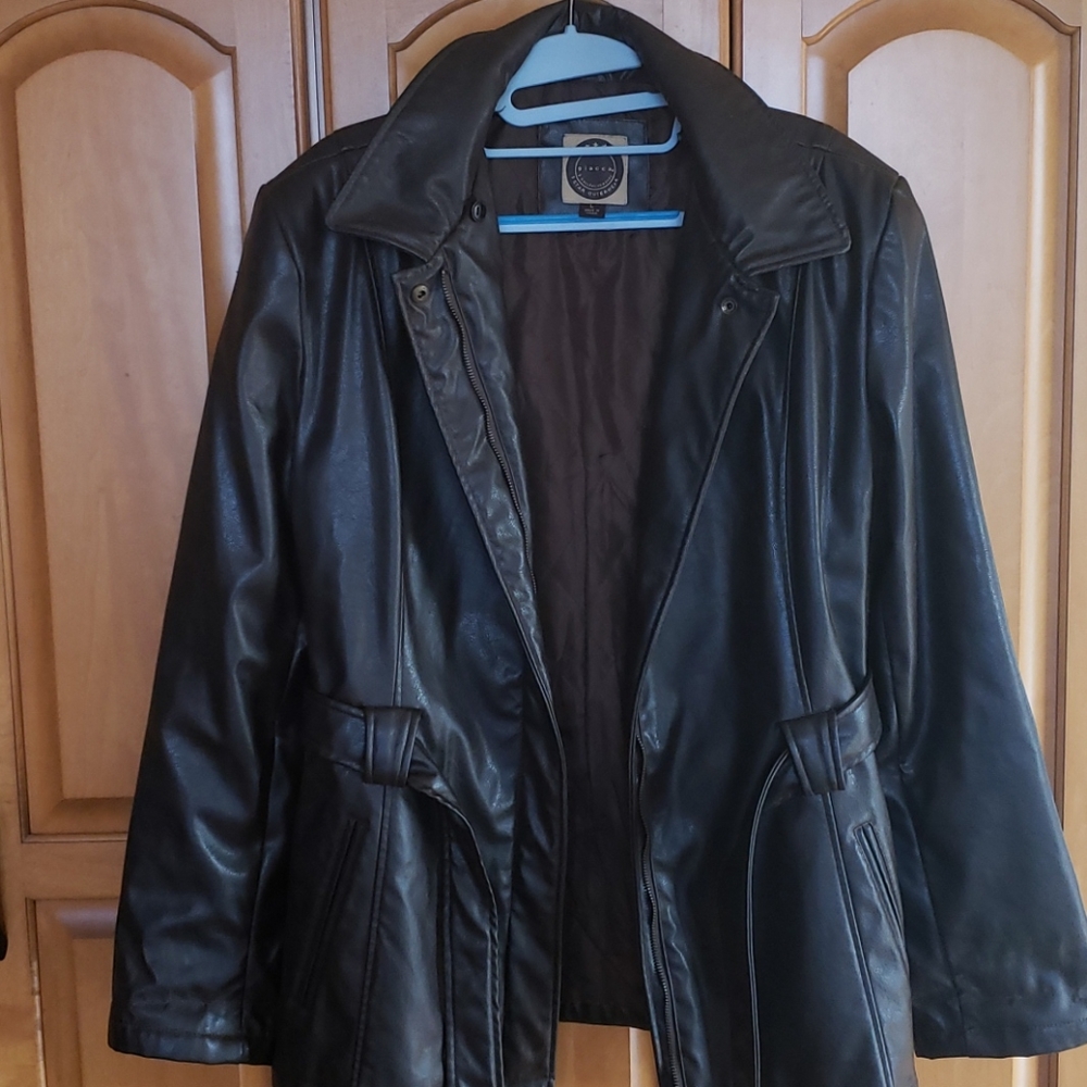 Faux leather brown women's jacket.